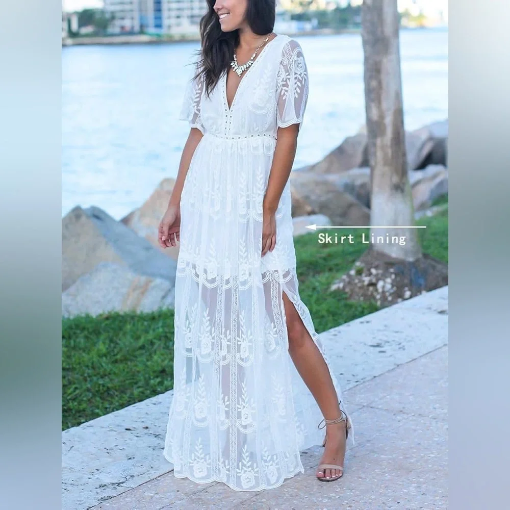 Eleter Chic White Lace Maxi Dress - Picture 1 of 4